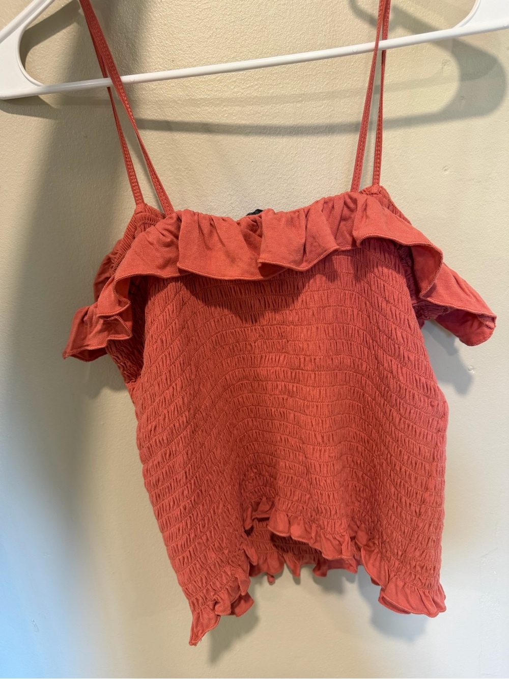 Rust Red Ruffle Smocked Cami Top - Women
